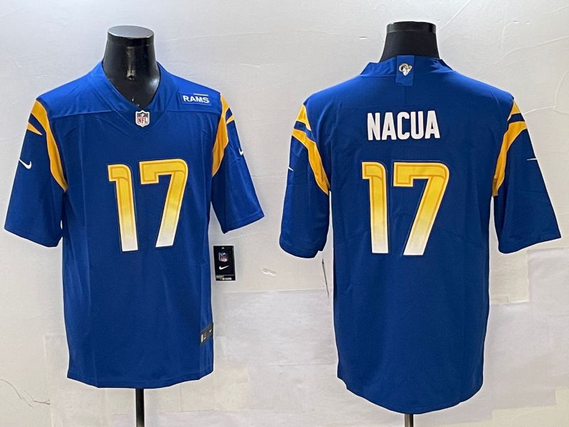 Men Los Angeles Rams #17 Nacua Blue Second generation 2025 Nike Limited NFL Jersey style 2